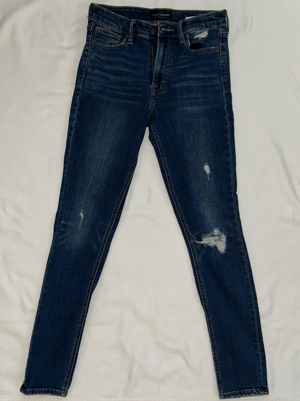 Lucky Brand Dark Blue Distressed Skinny Jeans Size 2/26